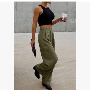 🖤✨ Womens High Waisted Wide Leg Cargo Baggy Pants with 4 Pockets